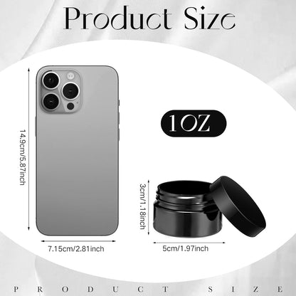 Patelai 4 Pieces Round Wide-mouth Leak Proof Plastic Container Jars with Lids for Travel Storage Makeup Beauty Products Face Creams Oils Salves Ointments DIY Making(1 Ounce,Pure Black)