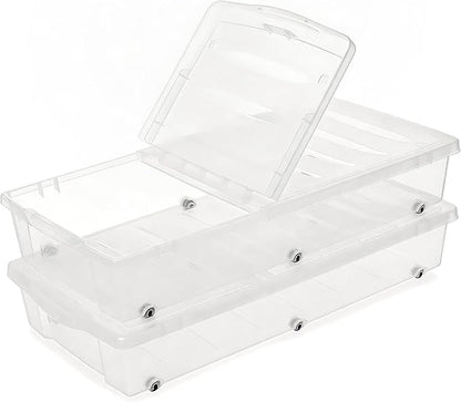 Citylife 57 QT Plastic Storage Bins with Double-Opening Lids, Storage Containers for Organizing, Large Clear Storage Box for Closet, Blankets, 2 Packs
