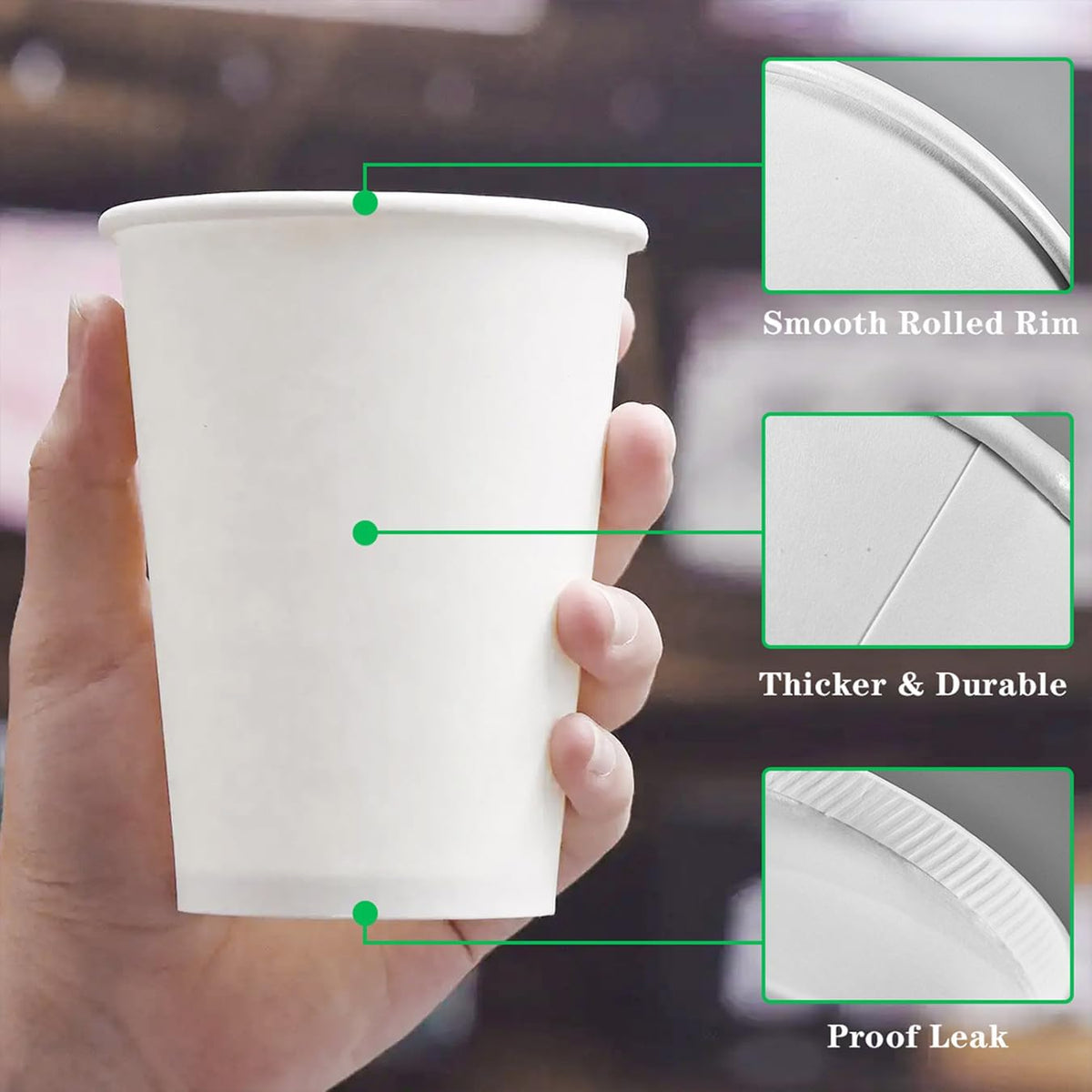 𝟐𝟏𝟎 𝐂𝐨𝐮𝐧𝐭 𝟏𝟐 𝐨𝐳 Disposable White Paper Coffee Cups, To Go Hot Cups for Coffee, Chocolate, Juice, Hot or Cold Beverage Drinking Cup Suitable for Party