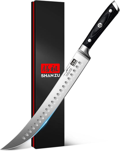 Shan ZU 12" Slicing Knife - Brisket Slicing Meat Carving Knife Professional German 1.4116 Stainless Steel Razor Sharp Blade