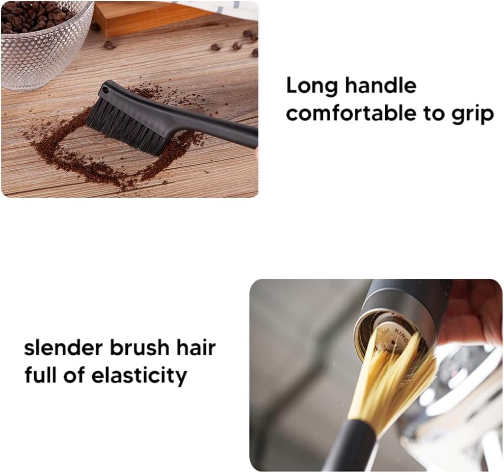 2 Pack Coffee Machine Cleaning Brush, Dual Purpose Dusting Espresso Grinder Brush, Black, Polypropylene, PET Bristles
