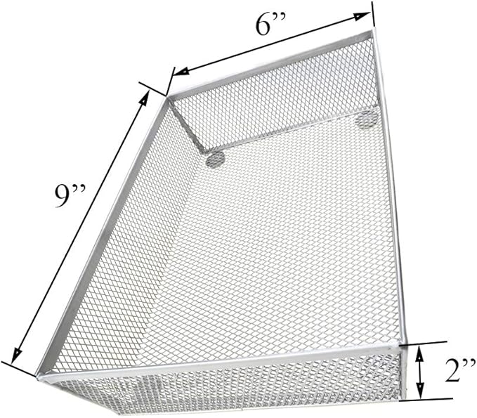 HAHIYO Stackable Mesh Tray Cup 9 x 6 x 2 inches Sturdy Container for Desk Drawer Organizer Collection for Home Office School kitchen Soft Foam Feet No Sharp Edges 1 Pack Silver