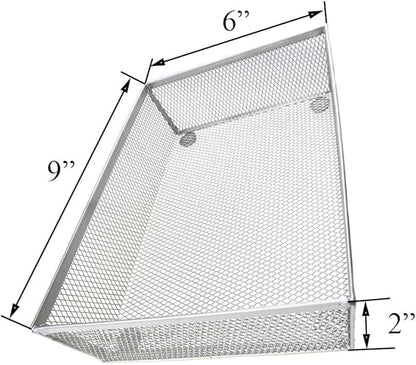 HAHIYO Stackable Mesh Tray Cup 9 x 6 x 2 inches Sturdy Container for Desk Drawer Organizer Collection for Home Office School kitchen Soft Foam Feet No Sharp Edges 1 Pack Silver