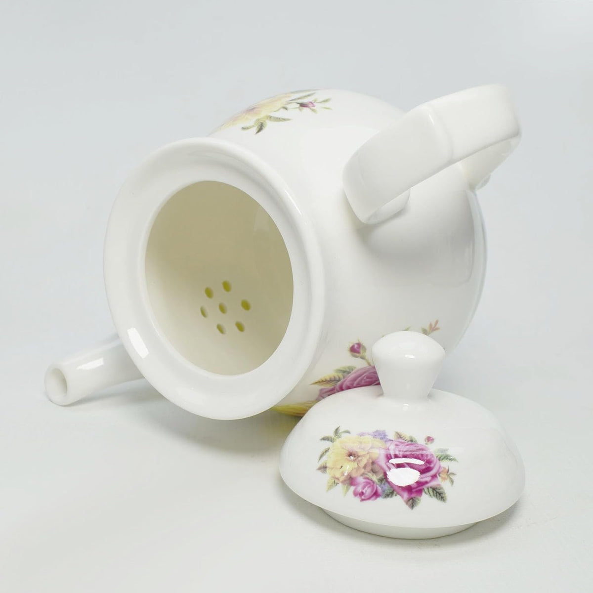 European Style Porcelain Teapot, Coffee Tea Water Pot Vintage Ceramic Kettle (42oz)