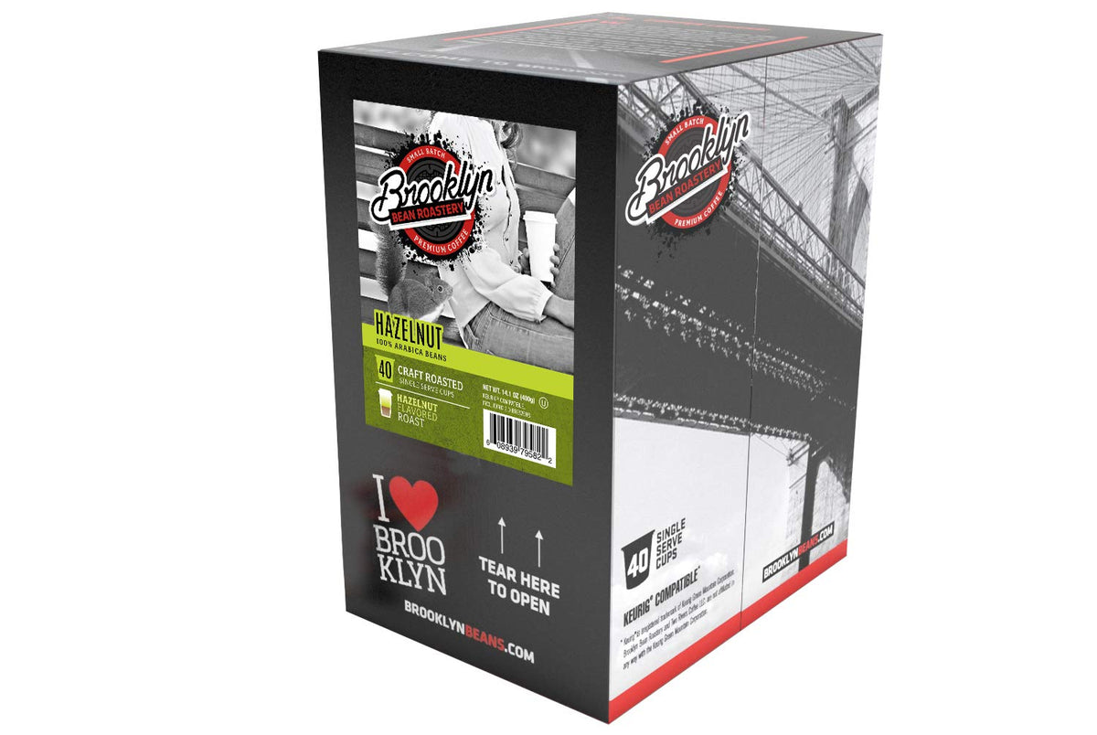 Brooklyn Beans Hazelnut Gourmet Coffee Pods, Compatible with 2.0 Keurig K Cup Brewers, 40 Count (BB HA40)