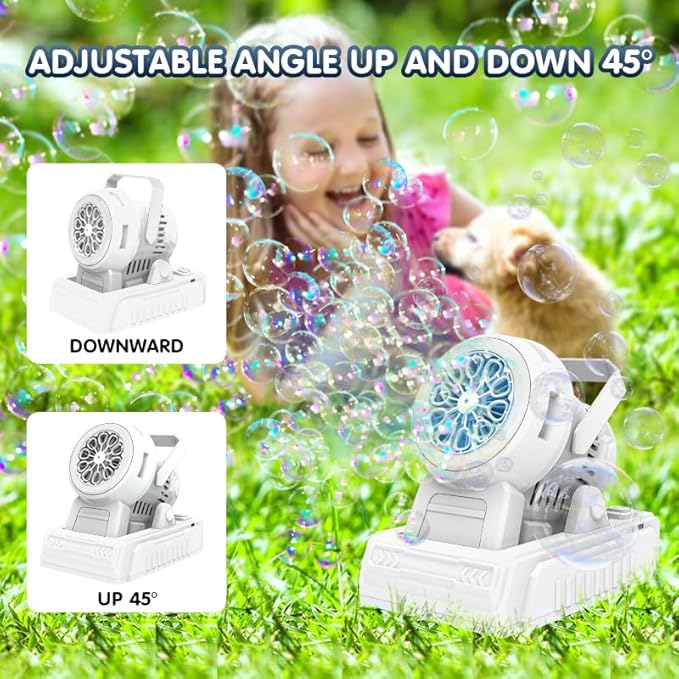 Automatic Bubble Machine 10 Holes Bubble Blower 20000+ Big Bubbles Per Minute Bubbles for Kids Portable Bubble Maker Operated by USB or Batteries for Outdoor Birthday Gifts Wedding Easter Party Favor