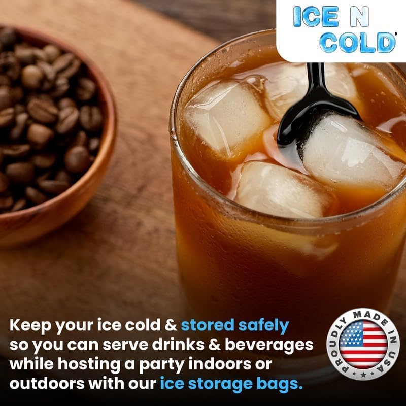 Ice Bags with Drawstring Closure | 20lb, 600ct/cs | 50 mic Thickness | Portable Storage and Freezer Keeper