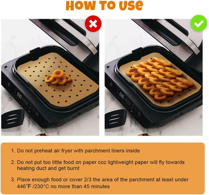 Air Fryer Liners Disposable for Ninja: 150pcs Air Fryer Parchment Paper Liners for Ninja Foodi Smart XL FG551 6-in-1 Indoor Grill Accessories Perforated Rectangle Airfryer Liner Sheets