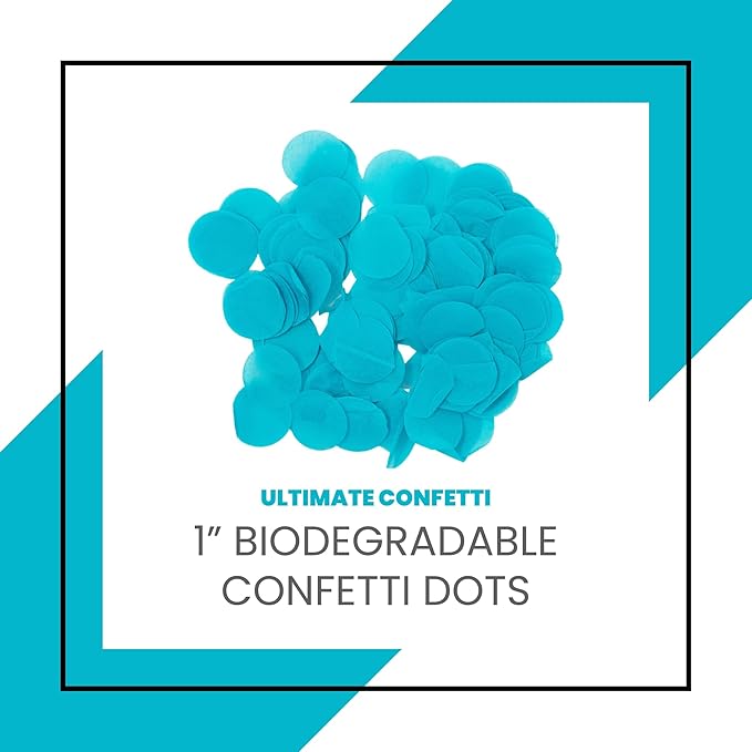 Ultimate Confetti, Turquoise Biodegradable Confetti Circles - Flame-Resistant and Slow-Falling Round Tissue Paper Confetti for Cannon and Launcher use – Best for Celebrations - 1 lb, 16 oz
