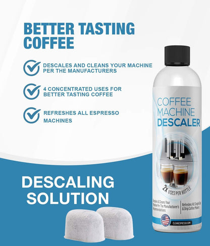 CleanEspresso - Designed For Breville Cleaning Kit - 40 Breville Compatible Cleaning Tablets + 2 Espresso Machine Water Filters + 2-Use Descaler - Espresso Machine Accessories