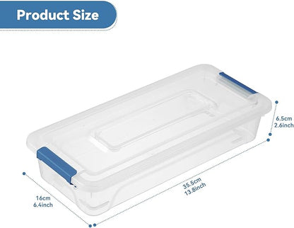 novelinks Clear Stackable Storage Bins with lid Storage Boxes Durable Plastic Organizer Containers for Home Office, Kitchen, Craft Supplies (4 Quart 8 Pack Blue)