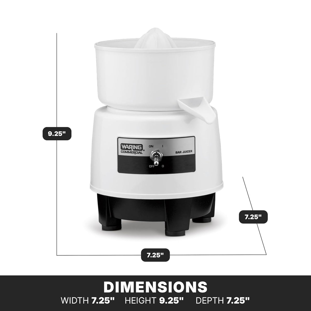 Waring Commercial BJ120C Compact Citrus Juicer, 120V, 5-15 Phase Plug,White, 34 Ounce