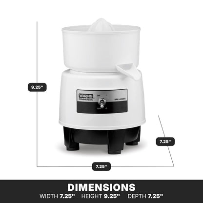 Waring Commercial BJ120C Compact Citrus Juicer, 120V, 5-15 Phase Plug,White, 34 Ounce