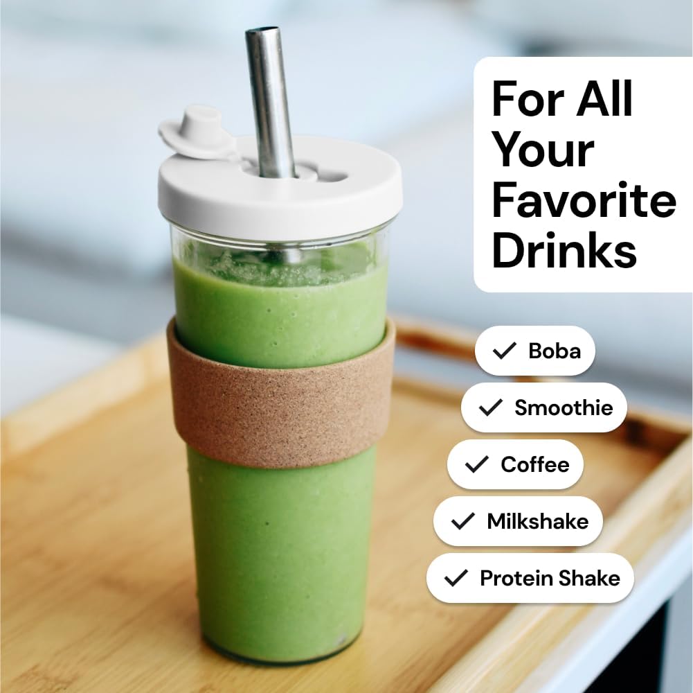 Dodoko Reusable 24 oz Boba Cup and Straw - White