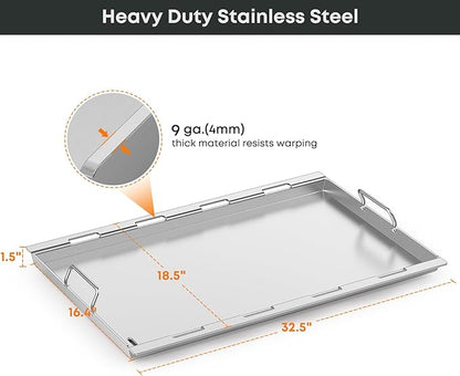 Stanbroil 6789 Full-Size Griddle Insert for Weber Genesis 400 Series Gas Grill, 4-Burner Flat Top Griddle for Weber Genesis I&II 410 415 425s 435 440, Stainless Steel