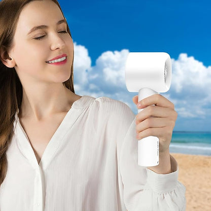 Portable Handheld Fan,5000mAh High Speed Turbo Personal Fan with 100 Speed Adjustable, Up to 17 Working Hours, Digital Display, for Travel Outdoor Hot Flashes(White)