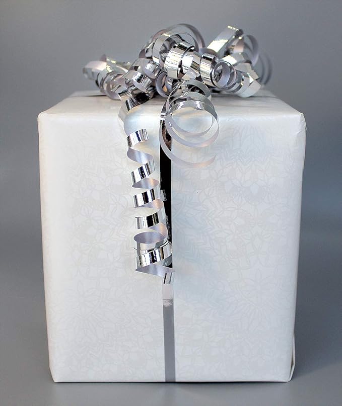 Holiday Ribbon for Craft Silver Curling Ribbon Metallic Ribbons Shiny & Sparkling Crafts Large 500 Yard Thin New Year Party Celebration Decoration