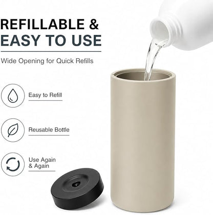 Silicone Dish Soap Dispenser, 8 Oz Refillable Squeeze Bottle, Leakproof for Kitchen Sink, Light Gray