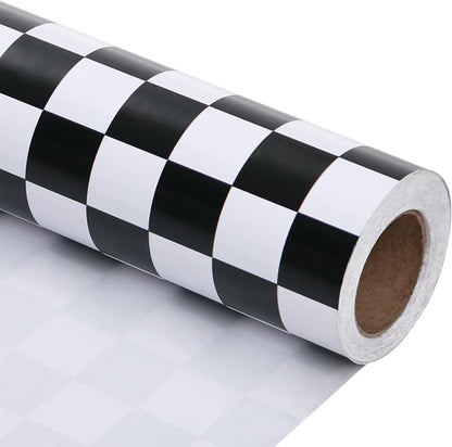 Titiweet Checkered Flag Wrapping Paper Roll- Mini Roll 17 Inches X 33 Feet - Race Car Wrapping Paper for Boys Girls, Cars Wrapping Paper for Birthday Christmas Holiday