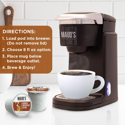 Maud's Breakfast Blend Coffee Pods, 100 ct, Light Roast Coffee in Recyclable Single Serve Pods – 100% Arabica Beans