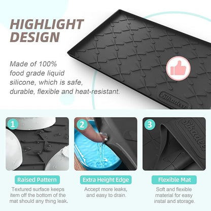 SIKADEER Silicone Under Sink Mats for Kitchen Waterproof 34" x 22", Raised Edge Cabinet Protector Shelf Liner, Pet Feeding Mat Boot Tray Home Organizers and Storage Kitchen Essentials