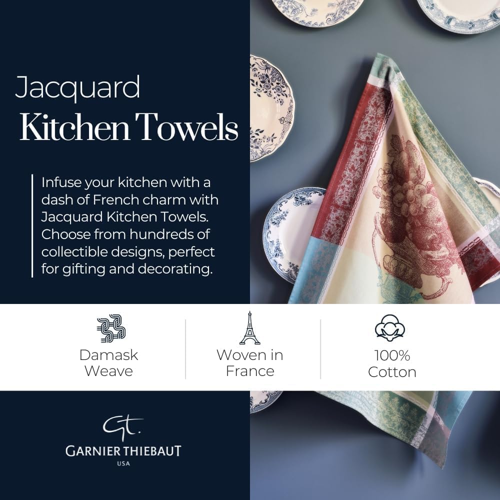 Garnier Thiebaut La Bonne Soupe Curcuma (The Good Turmeric Soup) French Kitchen Towel 22"x30", Cotton, Jacquard