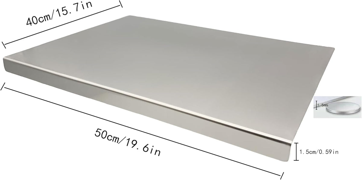 Stainless Steel Cutting Boards for Kitchen,Baking Board,Pastry Board,kneading Panel - Suitable for Cutting Vegetables, Fruits, Meat,bread - Easy To Clean and Store (50x40cm/19.6x15.7in)
