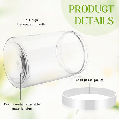 Patelai 4 Pieces Round Wide-mouth Leak Proof Plastic Container Jars with Lids for Travel Storage Makeup Beauty Products Face Creams Oils Salves Ointments DIY Making(27 Ounce,Clear)