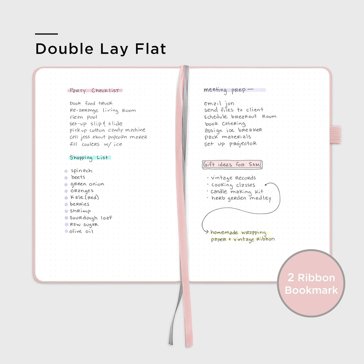 &And Per Se Dotted Journal Notebook for Women&Men with Pattern, A5 Leather Hardcover, 160 Pages 100GSM Thick Dotted Paper, 3 Sheets of Stickers Included(Blush)
