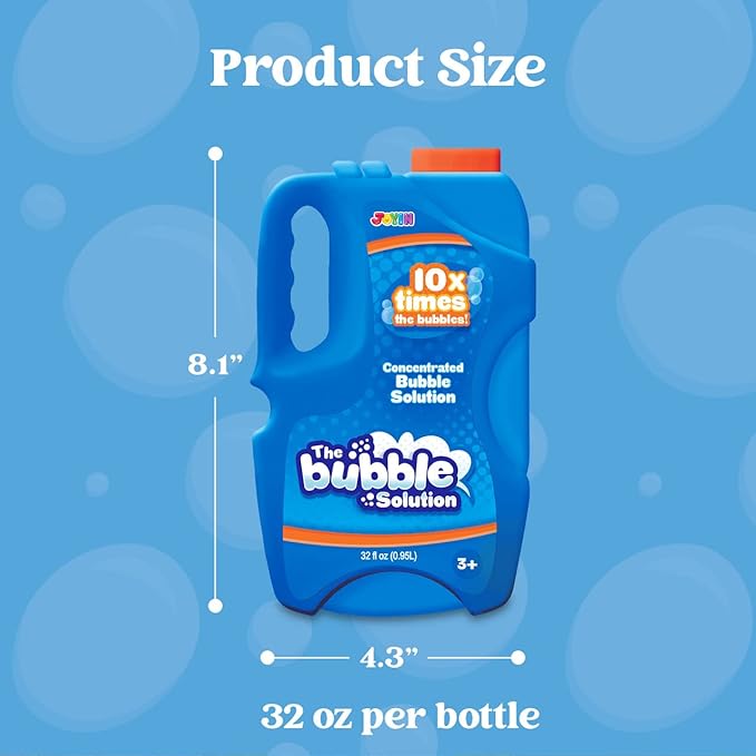 JOYIN 32 oz Bubble Concentrated Solution Refills, 2 Packs Bubble Guns with 4 Bottles Bubble Refill, 10 Holes Light Up Automatic Bubble Gun Machine for Kids, Outdoors, Summer Toys, Gift, Party Favors