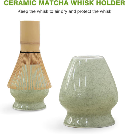 Matcha Whisk Set - Premium Complete Ceremonial Grade Matcha Set with Bamboo Whisk, Matcha Bowl with Spout, Scoop, Sifter & Holder