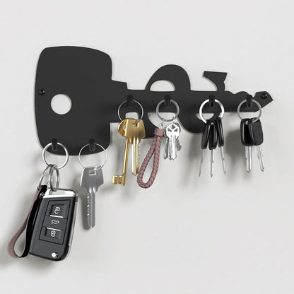 PMMASTO Key Holder Wall Mounted, Key Hooks for Wall, Stainless Steel Black Key Organizer with 6 Hooks, Decor Rack for Entryway, Hallway, Garage, Mudroom, Office