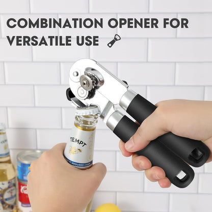 Manual Can Opener, Uhiyee Handheld Can Opener Heavy Duty with High Carbon Sharp Blade, Ease Can Open for Seniors with Comfort Grip Handles