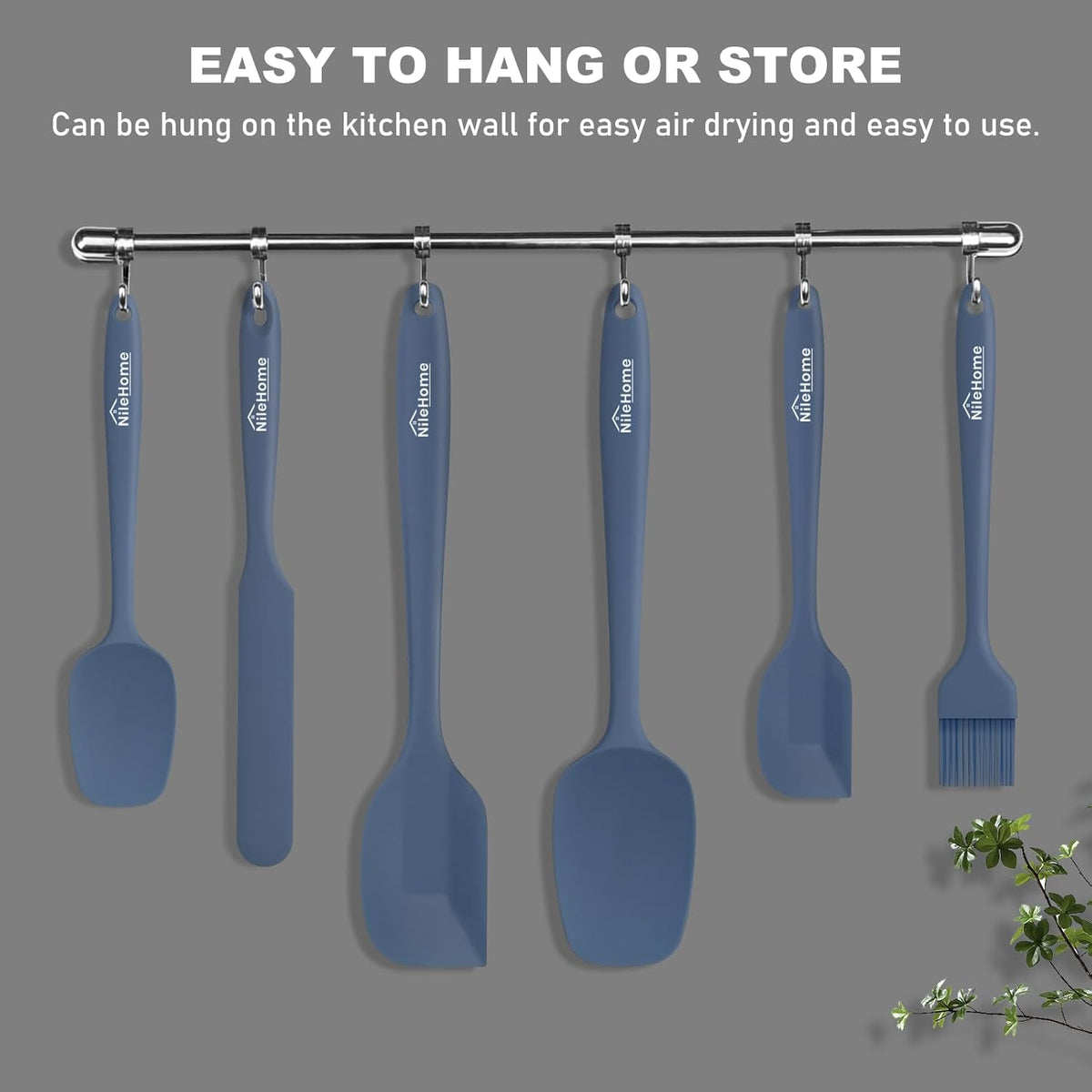 NileHome Silicone Spatula Set, 6 Packs Food Grade Kitchen Utensils with Silicone Brush Heat Resistant Dishwasher Safe BPA-Free Rubber Spatula for