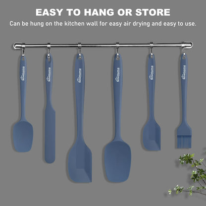 NileHome Silicone Spatula Set, 6 Packs Food Grade Kitchen Utensils with Silicone Brush Heat Resistant Dishwasher Safe BPA-Free Rubber Spatula for