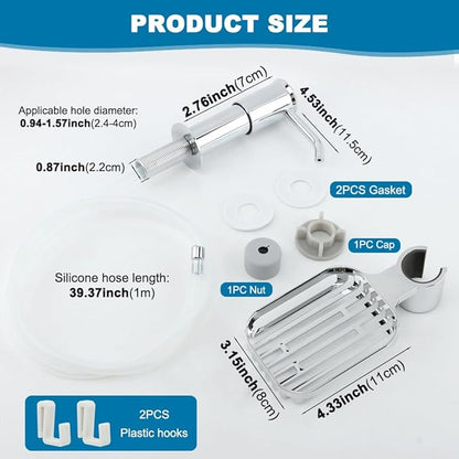 Soap Dispenser for Kitchen Sink, Built in Soap Dispenser Pump with Sponge Holder,Under Counter Brushed Nickel ABS Pump Head with 40" Extension Tube Kit(Silver)