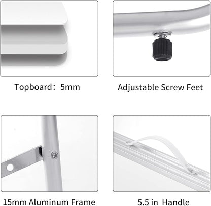 Moosinily Small Camping Table 35.2 inch Folding Picnic Table Foldable Low Camp Table Portable Short Aluminum Outdoor Floor Short Beach BBQ White 35.2×15.7 inch
