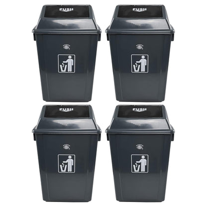 4 Packs Large Garbage Bin with Lid, Plastic Kitchen Waste Bin, 13 Gallon, Grey