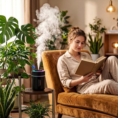 Mini Humidifier - 7-Color LED Night Light, 2-in-1 Aroma Diffuser & Humidifier, USB Portable, 4H/8H Timer, Safe Auto Shut-Off, Ideal for Home Office Car Gift (black, 2.8 * 2.8 * 4.1)