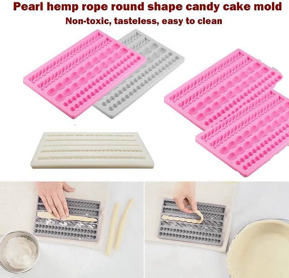 3D Pearl Knit Rope Silicone Mold Fondant Mould Cake Border Decorating Molds Gumpaste Kitchen DIY Baking Decorating Cake Tools Hot
