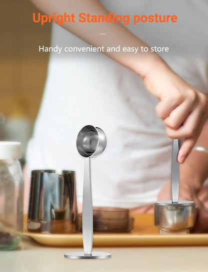 Two-in-One Stainless Steel Coffee Scoop Tamping Dual-Purpose Coffee Spoon Powder Hammer Tamper Multi Function Spoon Holder Coffee Tools for Measuring