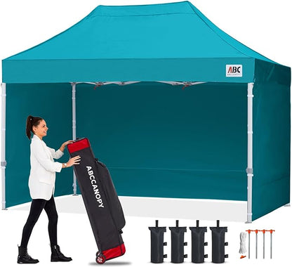 ABCCANOPY Easy Pop Up Canopy Tent with Sidewalls 10x15 Commercial -Series, Turquoise