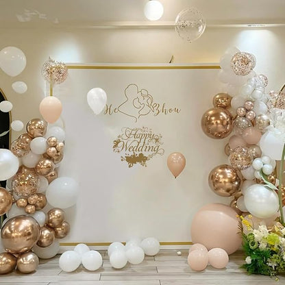 White Champagne Gold Balloon Garland Arch Kit, 167Pcs Neutral Balloons for Engagement Bridal Shower Wedding Baptism Baby Shower Boho Birthday Anniversary Decoration