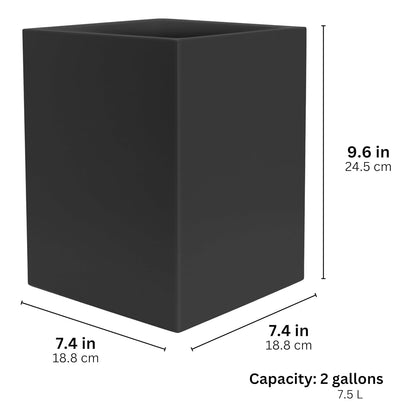 Matte Black Square Small Trash Can, 2 Gallons / 7.5L Garbage Can, Waste Basket for Home, Bathrooms, Office, Under Desk, Bedroom, Laundry Room, Kitchen, Kids Room, and Dorm