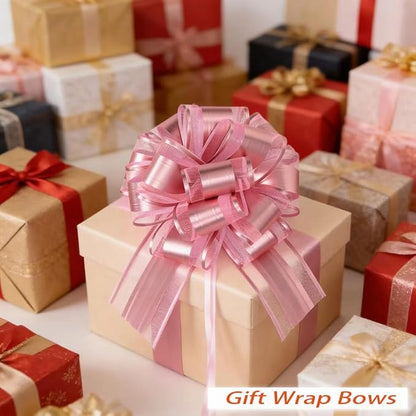 Pink Bows for Gift Wrapping, 6PCS Gift Bows for Wedding, Christmas, Birthday, Flower Arrangements, Party Decoration, 6 Inches (Pink)