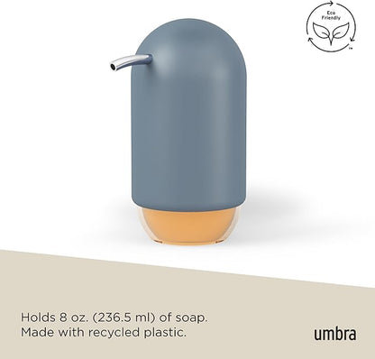 Umbra Touch Hand Soap Dispenser, Plastic Liquid Pump Bottle, Durable and Refillable for Bathroom or Kitchen Sink, Slate Blue