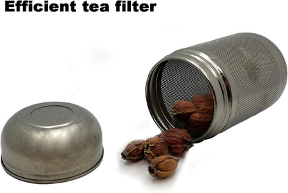 Titanium Tea Infuser for Loose Leaf & Fruit - Extra Fine Mesh Strainer Insert, Screw-Top Lid, Reusable Filter for Herbs, Lemon, Cucumber, Coffee & Spices