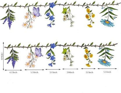 Colorful Flower Banner Ready to Use Double- Sided Reusable Waterproof Wildflower Garland for Wildflower Garden Party Birthday Wedding Baby Shower Supplies Wall Decorations 2 PCS