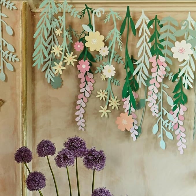 Colorful Wild Flower Garland Floral Banner Garden Party Decorations,Double-Sided Leaf Floral Garland Hanging Flowers for Decoration,Wildflower Party Decorations for Birthday Wedding Baby Shower
