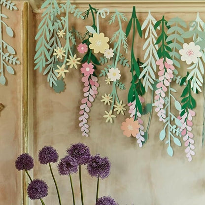 Colorful Wild Flower Garland Floral Banner Garden Party Decorations,Double-Sided Leaf Floral Garland Hanging Flowers for Decoration,Wildflower Party Decorations for Birthday Wedding Baby Shower